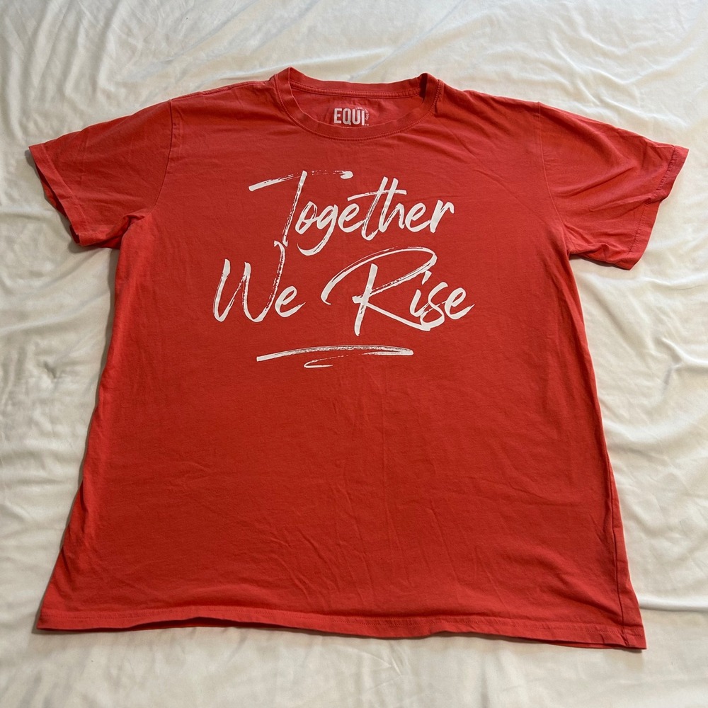 EQUI Together We Rise Graphic Tee Red Coral Cotton Short Sleeve Shirt Mens XL